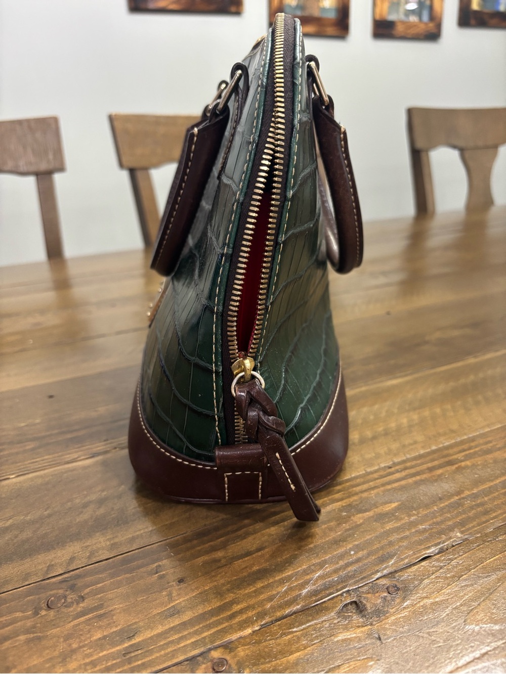 Dooney & Bourke Oakdale Zip Zip Satchel in Green Croc-Embossed Leather - Picture 4 of 15